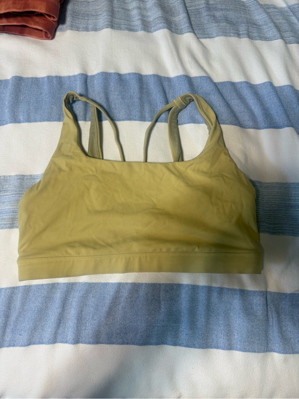 Athleta Light Olive Green Strappy Sports Bra
